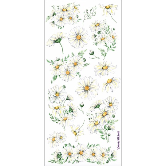 1 Sheet of Stickers Mixed White Daisies