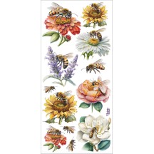 1 Sheet of Stickers Bees on Flowers