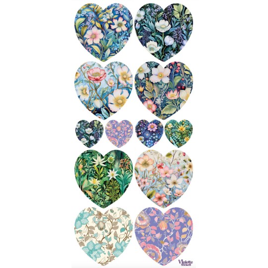1 Sheet of Stickers Mixed Floral Meadow Hearts