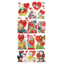1 Sheet of Stickers Mixed Vintage Valentines