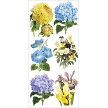 1 Sheet of Stickers Blue and Yellow Flowers