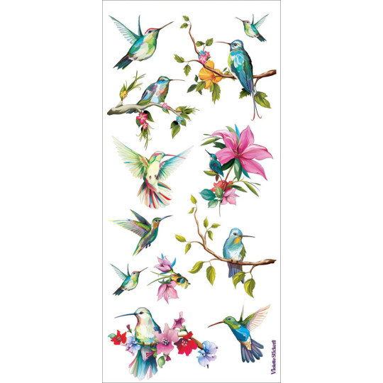 1 Sheet of Stickers Hummingbirds and Flowers