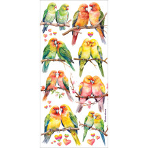 1 Sheet of Stickers Lovebirds and Hearts