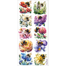 1 Sheet of Stickers Bees on Flowers