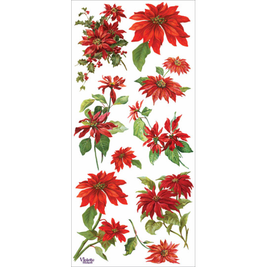 1 Sheet of Stickers Red Poinsettias