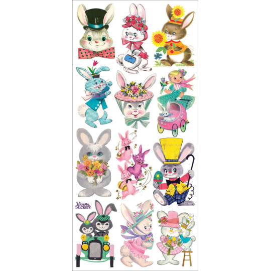 1 Sheet of Stickers Mixed Retro Easter Bunnies