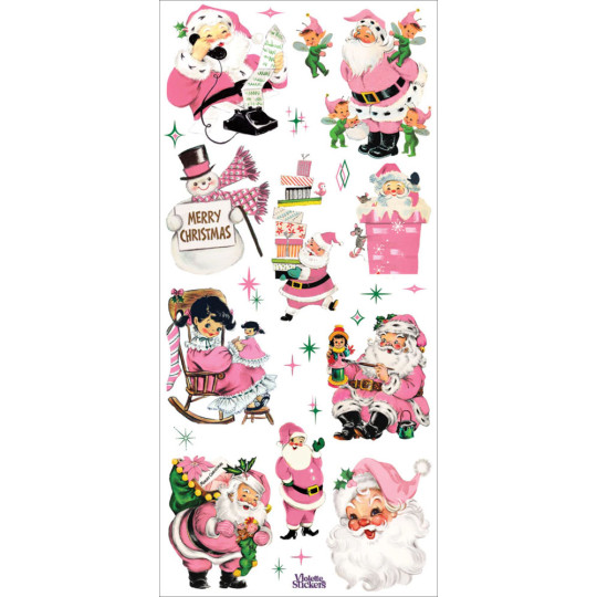 1 Sheet of Stickers Pink Christmas