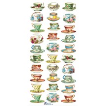 1 Sheet of Stickers Vintage Tea Cups