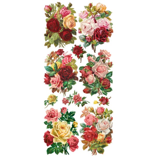 1 Sheet of Stickers Mixed Vintage Rose Bouquets