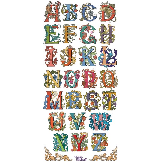 1 Sheet of Stickers Fancy Alphabet