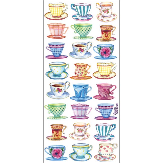 1 Sheet of Stickers Modern Tea Cups