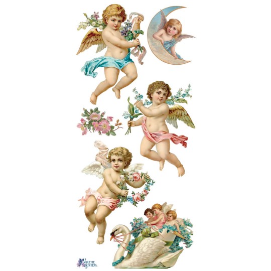1 Sheet of Stickers Angels with Flowers