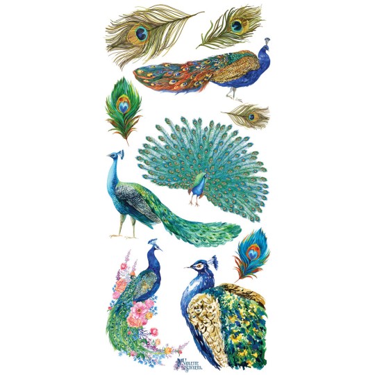 1 Sheet of Stickers Peacocks and Feathers