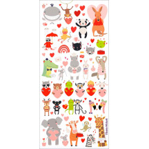 1 Sheet of Stickers Mixed Mini Valentine Animals