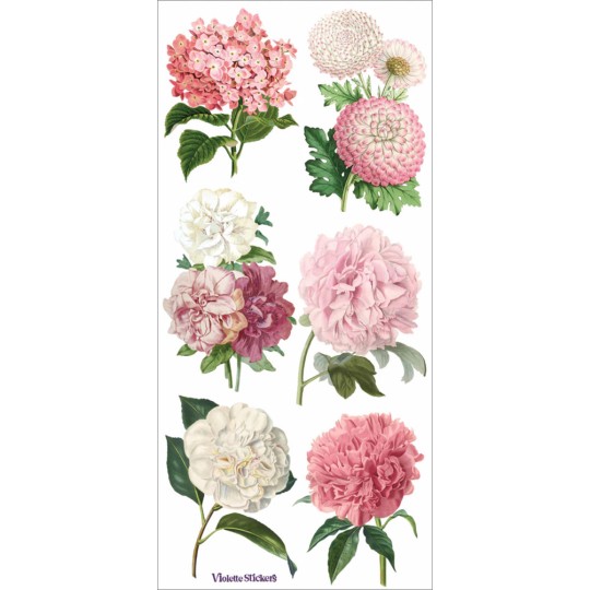 1 Sheet of Stickers Frilly Pink Flowers