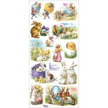 1 Sheet of Stickers Mixed Vintage Easter Bunnies and Friends