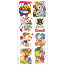 1 Sheet of Stickers Mixed Retro Easter Bunnies and Friends