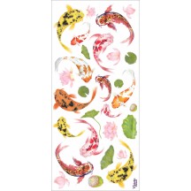 1 Sheet of Stickers Koi Fish and Lily Pads
