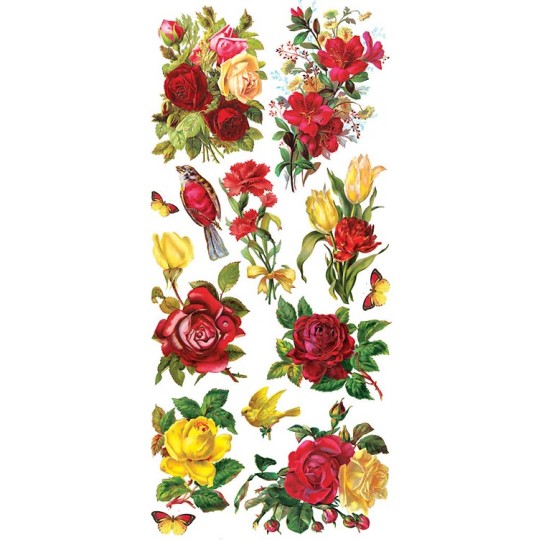 1 Sheet of Stickers Red and Yellow Roses