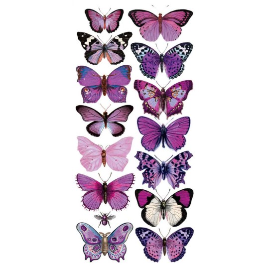 1 Sheet of Stickers Purple Mixed Butterflies