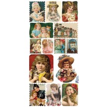 1 Sheet of Stickers Victorian Girls with Cats