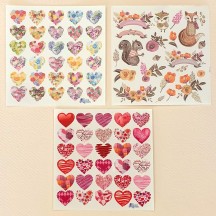 Petite Stickers of Hearts, Flowers and Animals ~ 3 Sheet Mixed Sticker Set