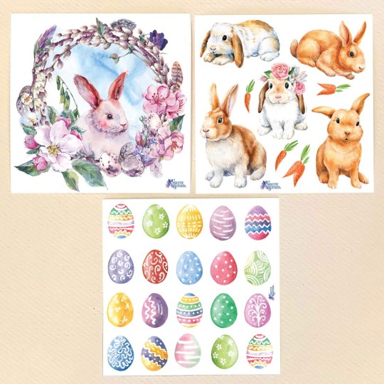 Petite Stickers of Easter Eggs and Bunnies ~ 3 Sheet Mixed Sticker Set