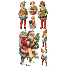 1 Sheet of Stickers Victorian Santa and Gingerbread Children