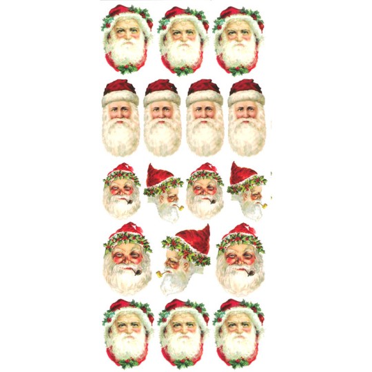 1 Sheet of Stickers Victorian Santa Faces