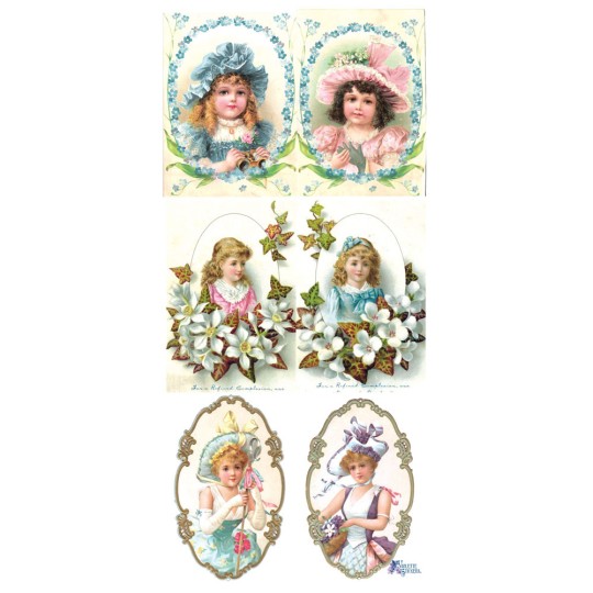 1 Sheet of Stickers Old Fashioned Easter Girls