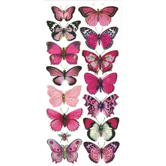 1 Sheet of Stickers Purple and Pink Butterflies
