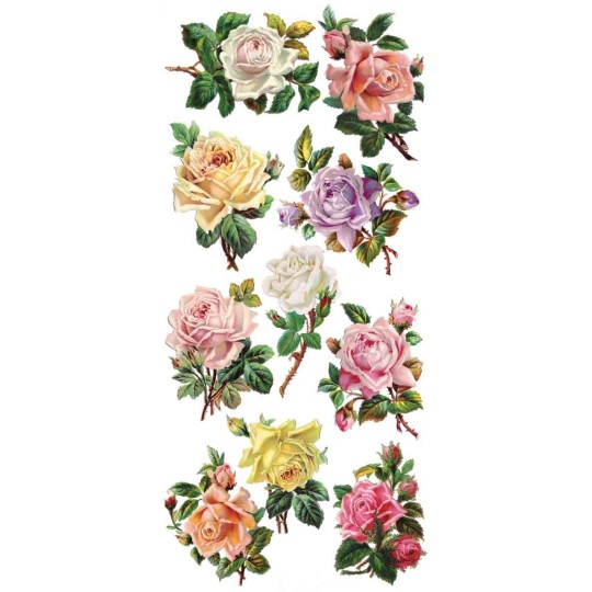 1 Sheet of Stickers Mixed Pastel Roses