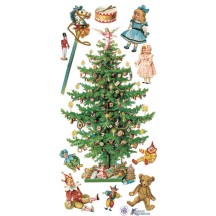 1 Sheet of Stickers Victorian Christmas Tree and Toys