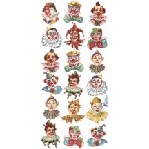 1 Sheet of Stickers Mixed Circus Clowns
