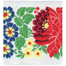 Extra Wide White Floral Folk Costume Trim ~ Czech Republic ~ 2-3/4" wide