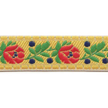 Yellow Floral Folk Costume Trim ~ Czech Republic ~ 3/4" wide ~ Polyester