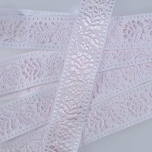Pink and White Floral Jacquard Trim ~ Czech Republic ~ 1-5/8" wide