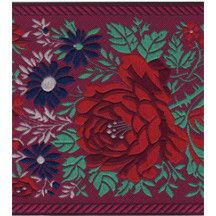Extra Wide Burgundy Floral Folk Costume Trim ~ Czech Republic ~ 3-7/8" wide