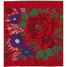 Extra Wide Red Floral Folk Costume Trim ~ Czech Republic ~ 3-7/8" wide
