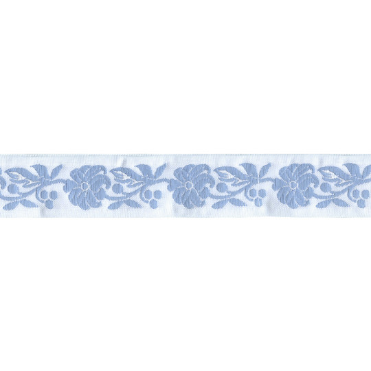 Light Blue and White Floral Folk Costume Trim ~ Czech Republic ~ 7/8" wide