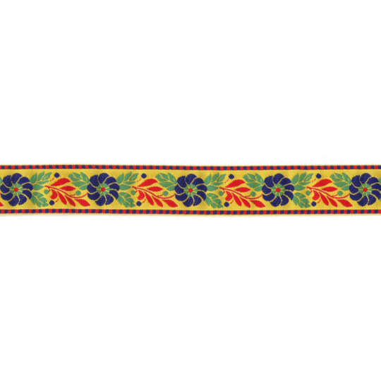 Yellow Floral Folk Costume Trim ~ Czech Republic ~ 1" wide ~ Polyester