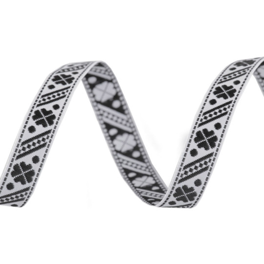 Black and White Folkloric Woven Trim ~ Czech Republic ~ 1/2" wide