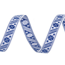 Blue and White Folkloric Woven Trim ~ Czech Republic ~ 1/2" wide