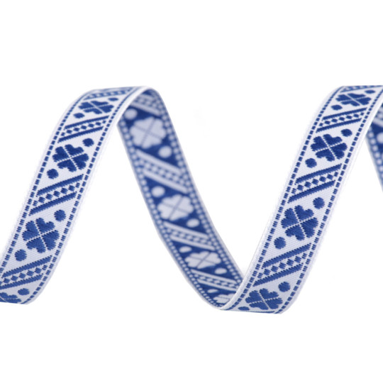 Blue and White Folkloric Woven Trim ~ Czech Republic ~ 1/2" wide
