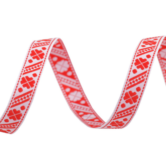 Red and White Folkloric Woven Trim ~ Czech Republic ~ 1/2" wide