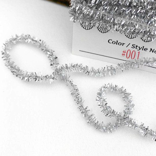 Silver Tinsel Sparkle Cording ~ 5 yards ~ Small 3/16" wide