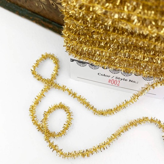 Gold Tinsel Sparkle Cording ~ 5 yards ~ Small 3/16" wide