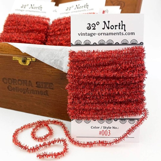 Red Tinsel Sparkle Cording ~ 5 yards ~ Small 3/16" wide