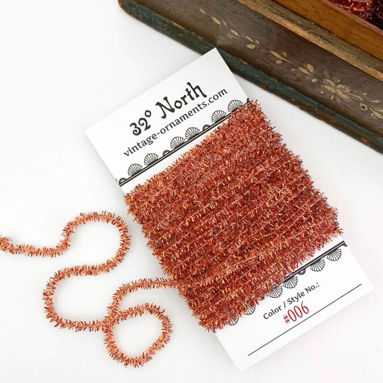 Copper Tinsel Sparkle Cording ~ 5 yards ~ Small 3/16" wide