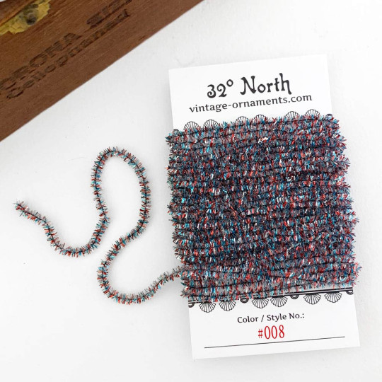 Red, Blue & Silver Chenille Sparkle Cording ~ 5 yards ~ Small 3/16" wide